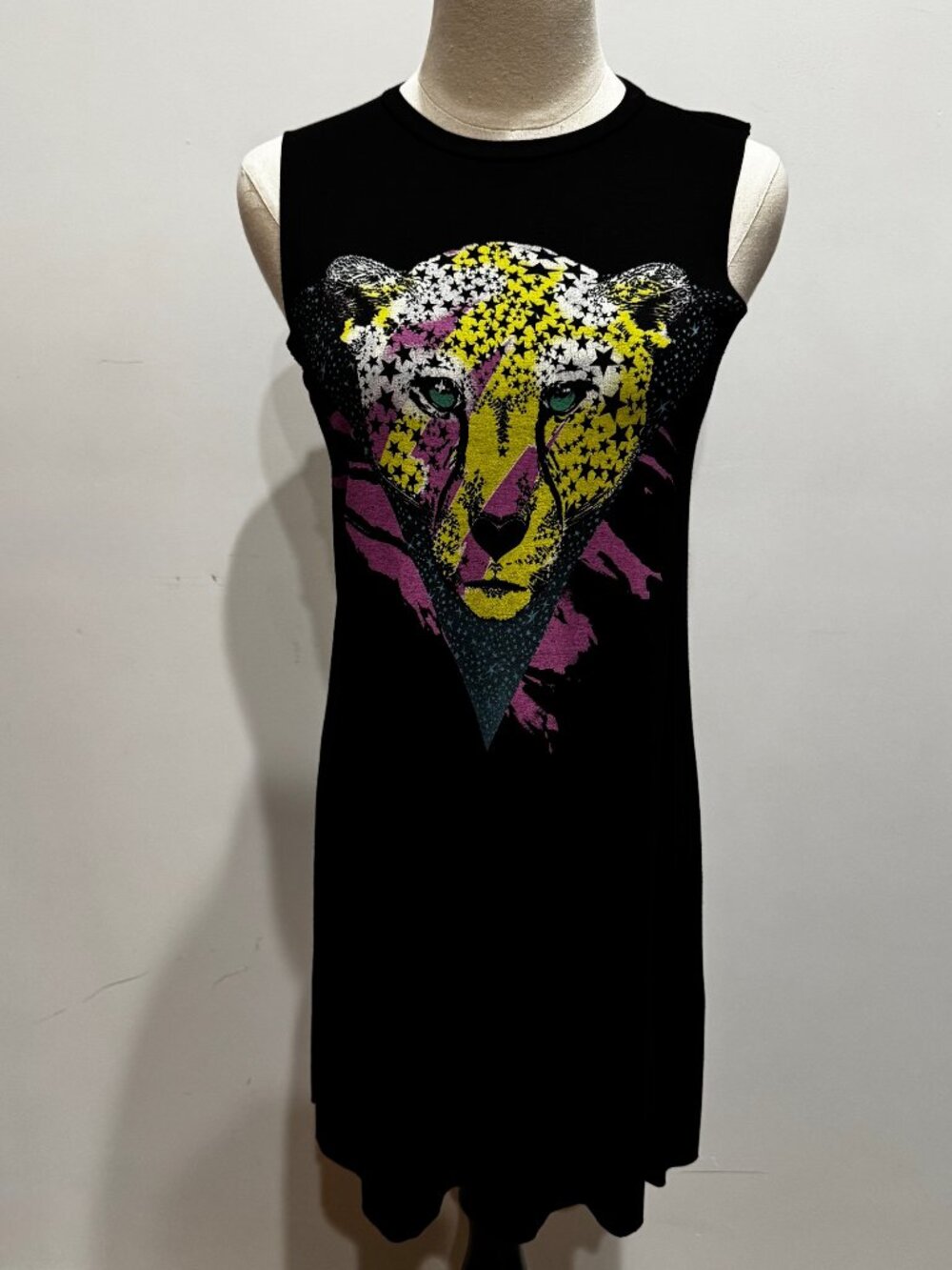 Lauren Moshi Rock n Roll Psychedelic Cheetah Jersey Mini Dress Size XS -Like New
